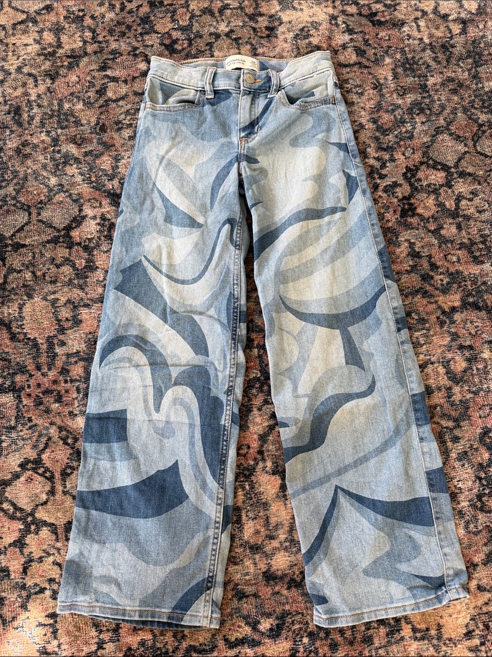 abercrombie kids Light Blue & Navy Patterned wide leg Jeans